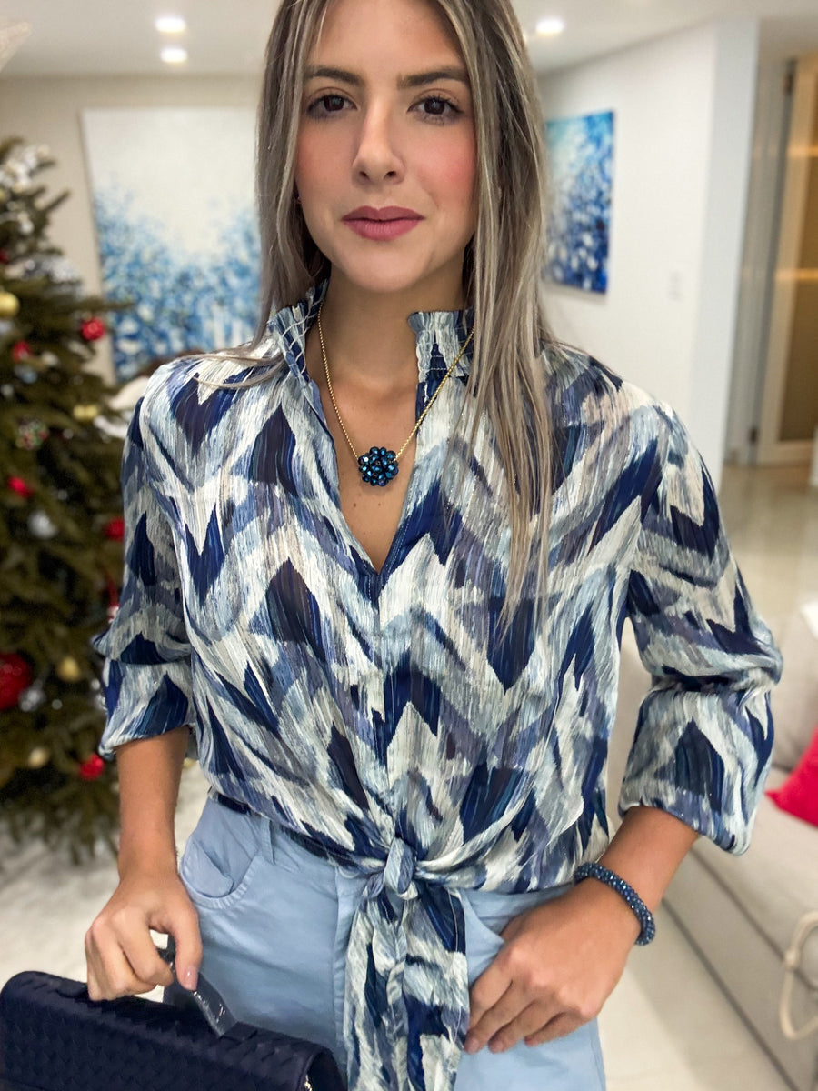 BLUE SHADES LONG SLEEVE BLOUSE