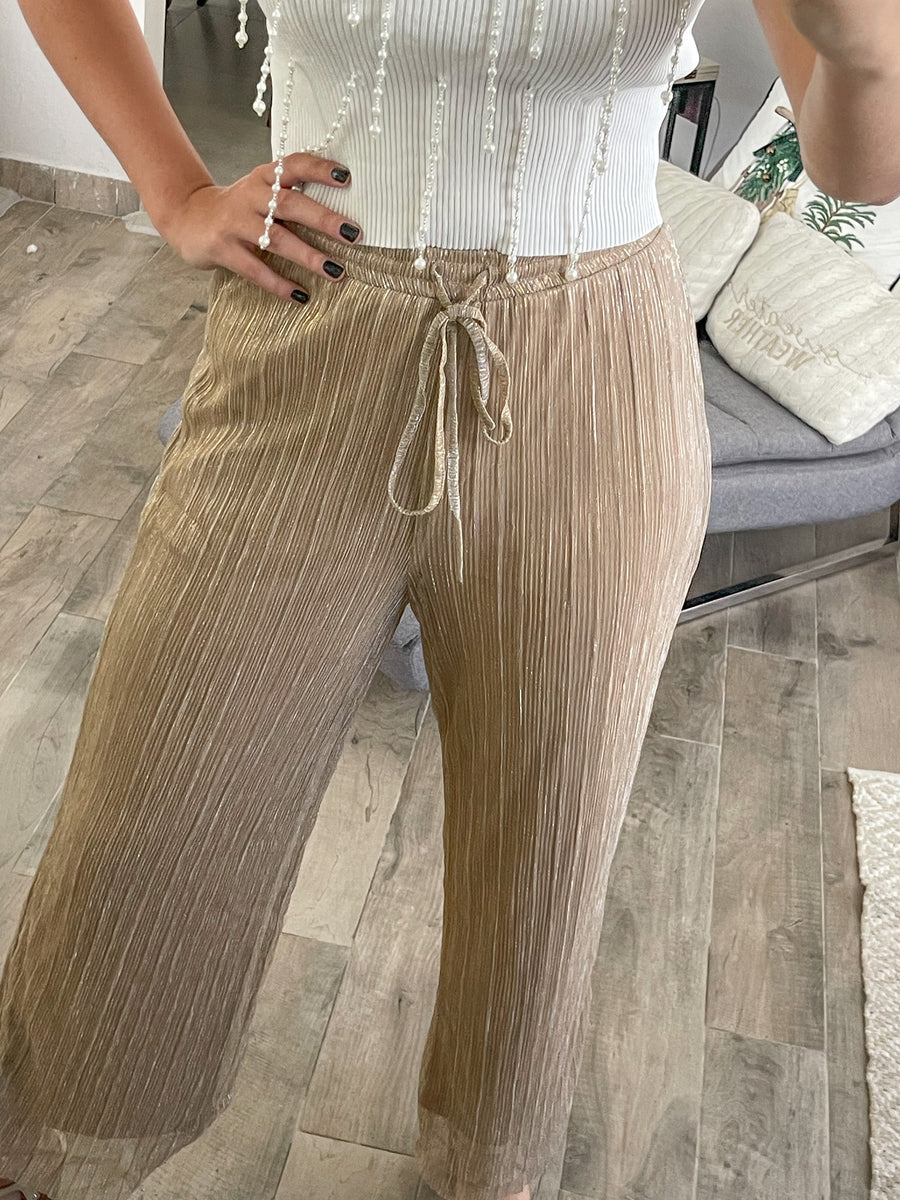 CHAMPAGNE GOLD METALLIC PANTS