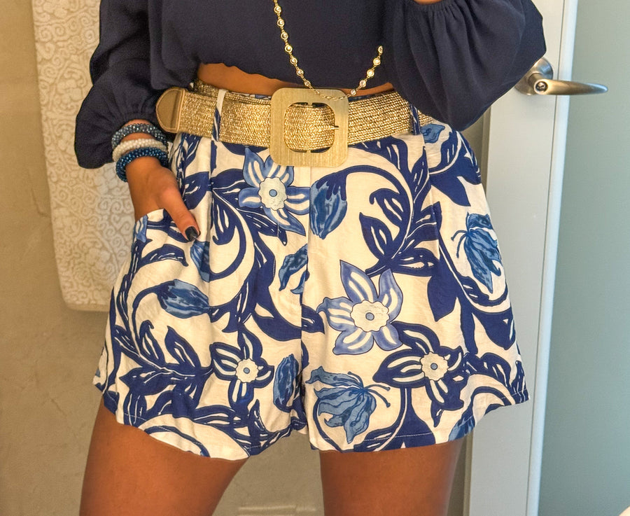 BLUE PRINTED SHORTS