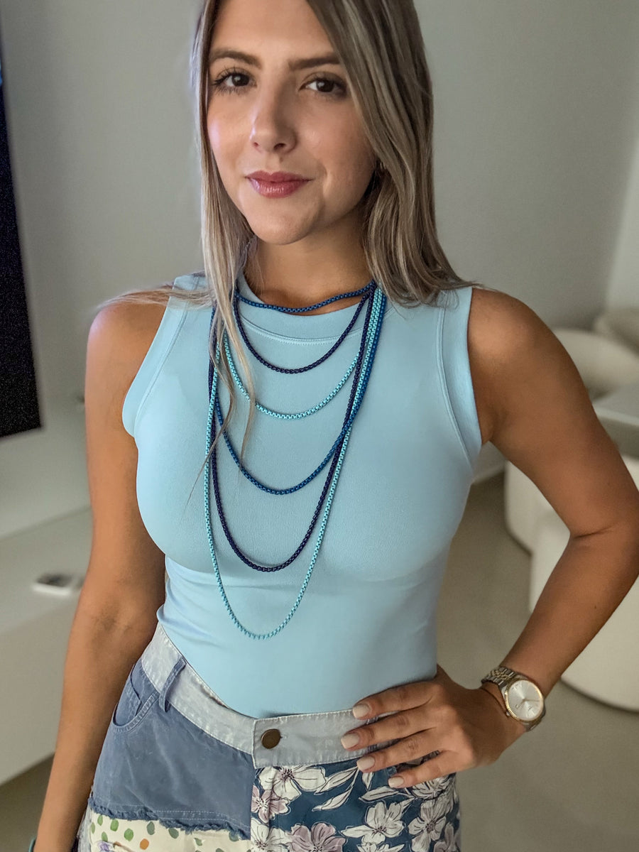 DENIM SMOOTH LONG TANK BASIC TOP COLLECTION