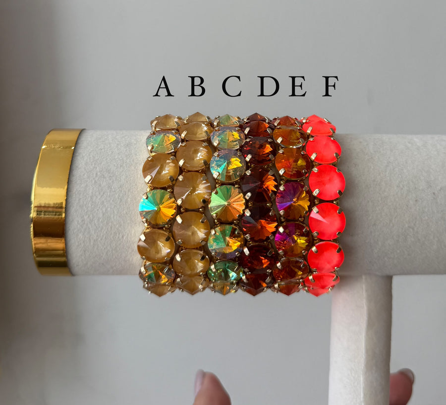 ORANGE SWAROVSKI THICK ELASTIC BRACELETS