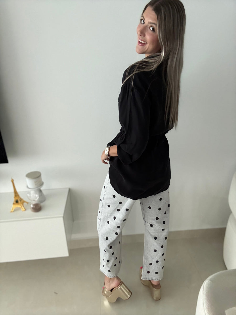 BLACK CARDIGAN BLOUSE