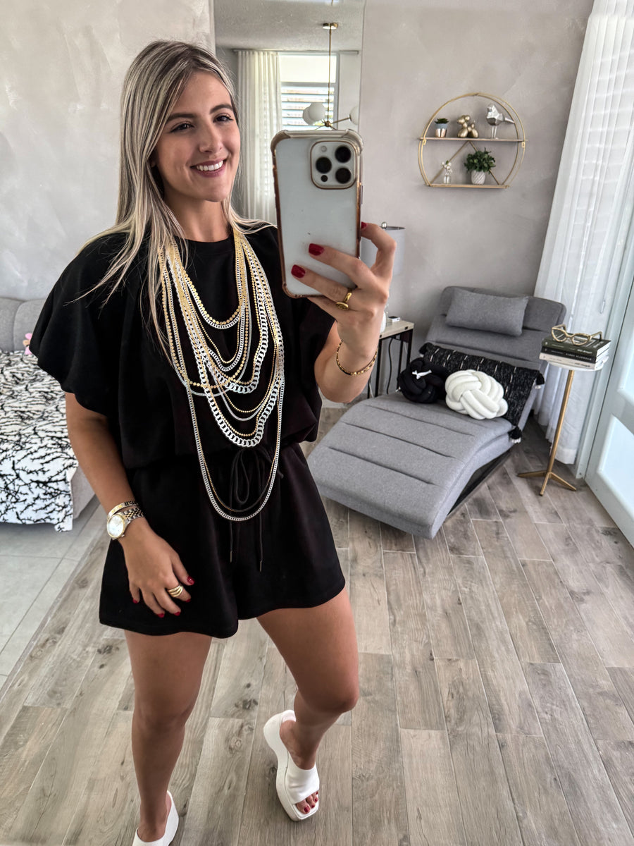 BLACK TOP & SHORT SET