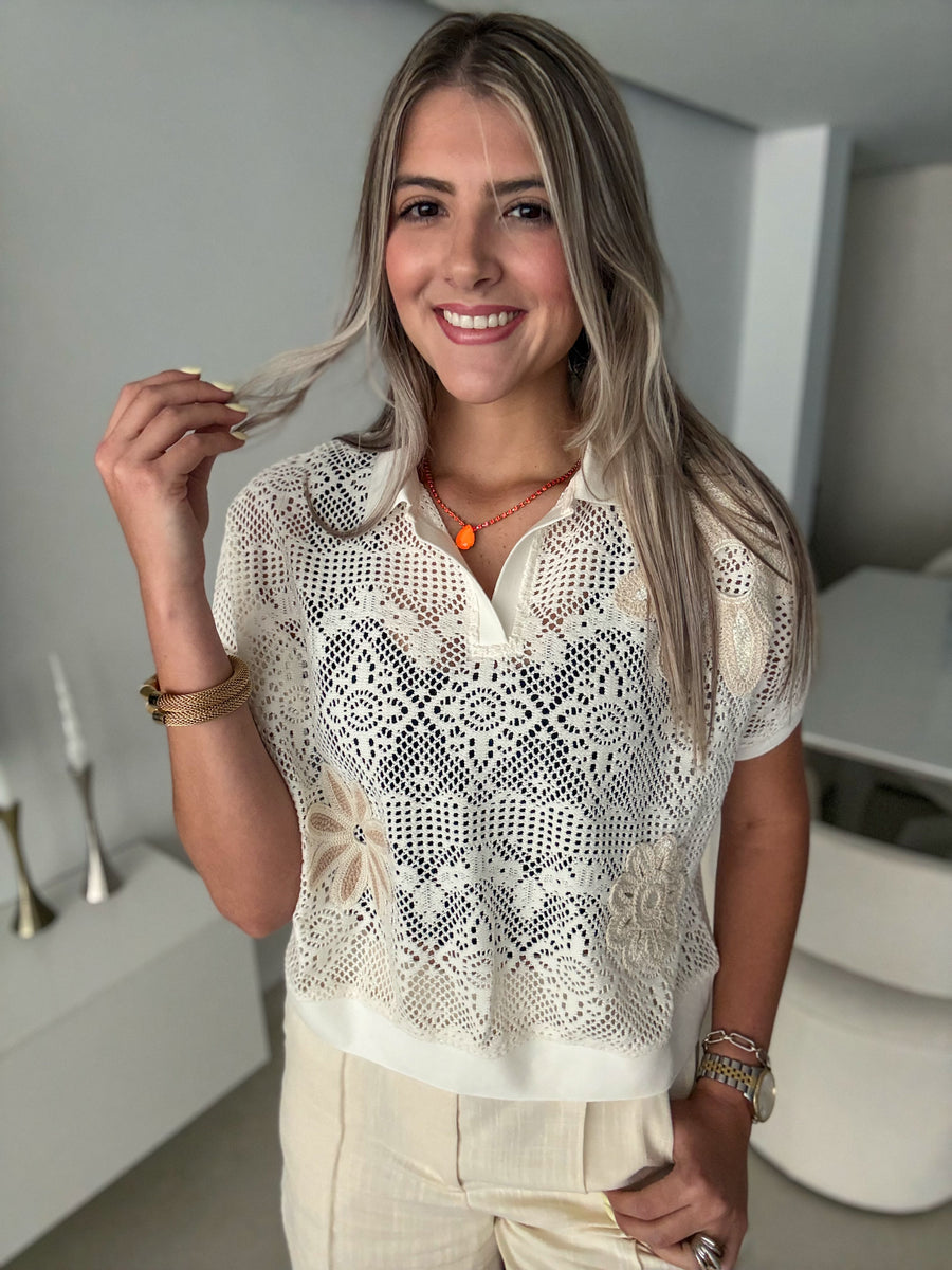 CREAM CROCHET BLOUSE