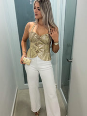 GOLD METALLIC HALTER TOP