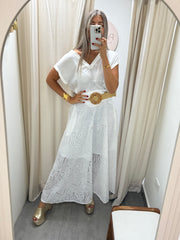 WHITE EYELET MAXI SKIRT