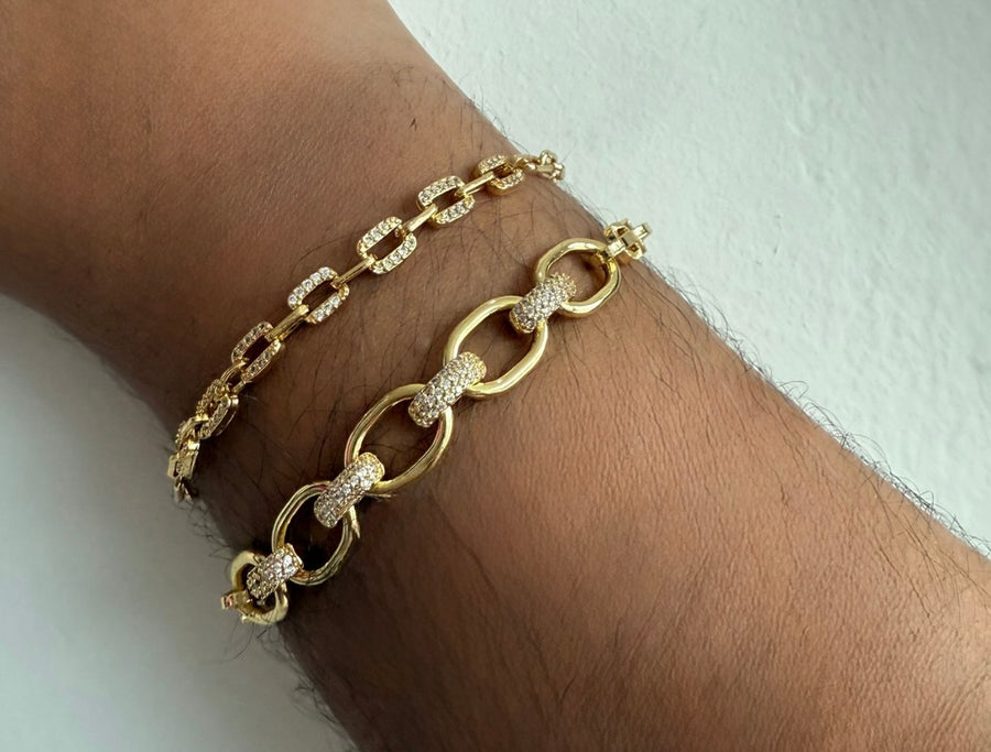 GOLD RHINESTONE DETAIL LINK BRACELET