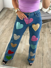 HEART PATCH JEANS