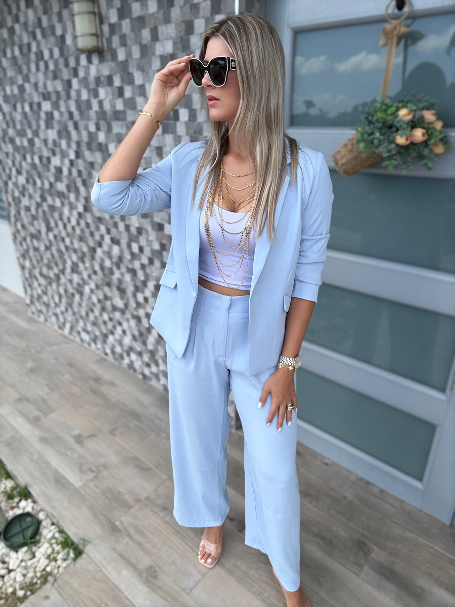BABY BLUE TAILORED PANTS
