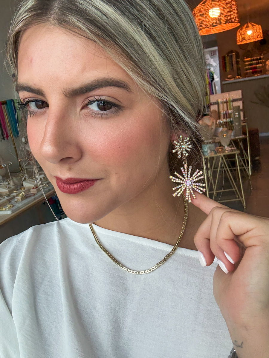 EMBELLISHED DANGLE GLAM EARRINGS