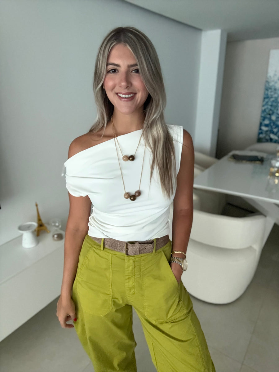 WHITE ONE SHOULDER TOP