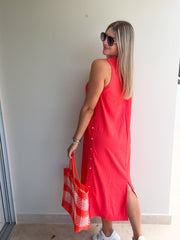 CORAL STUDDED DRESS