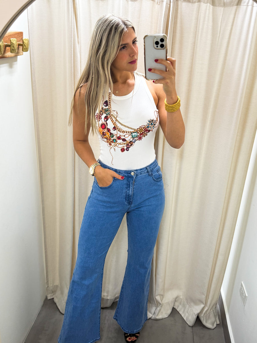 WHITE CHAINS TANK TOP