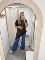 ONE SIZE SATIN LACE SHORT SLEEVE TOPS