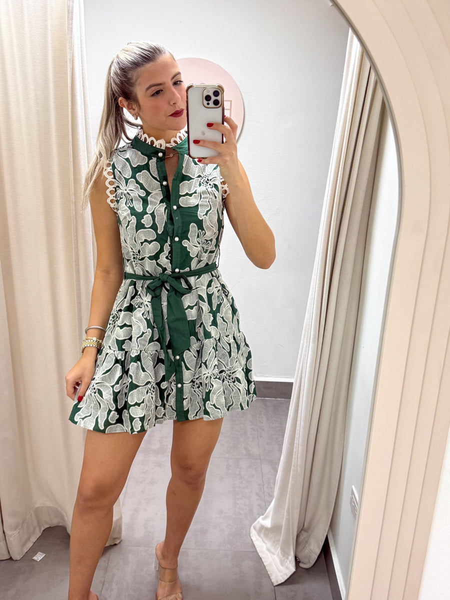 GREEN EMBROIDED ELEGANT DRESS