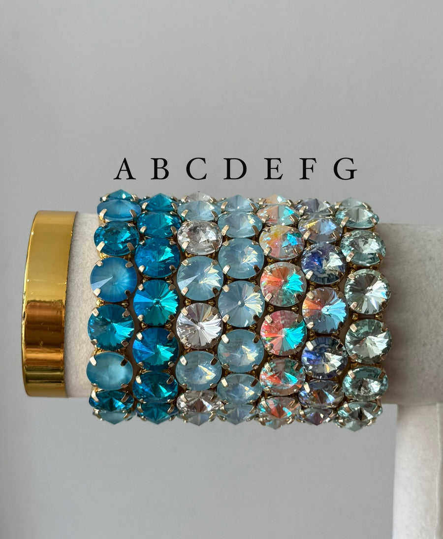 BLUE SWAROVSKI THICK ELASTIC BRACELETS
