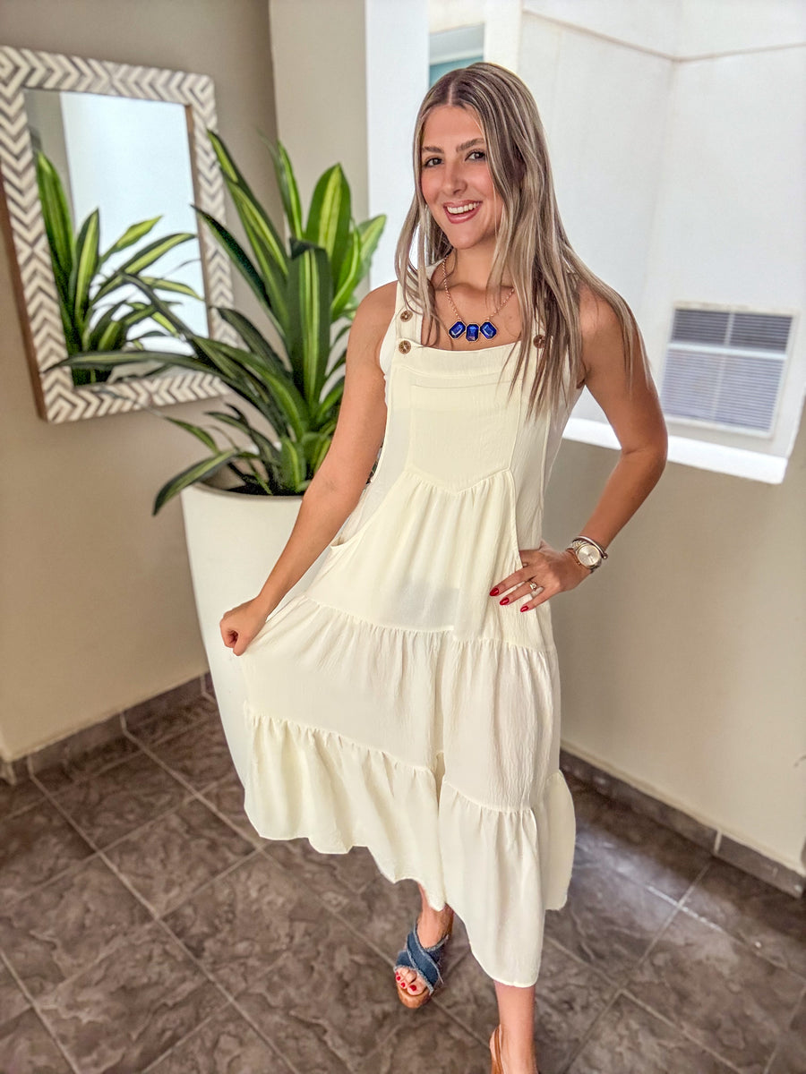 IVORY OVERALL DRESS
