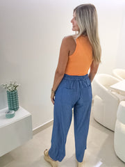 MEDIUM DENIM WIDE LEG PANTS