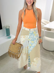FLOWER PATCH WIDE LEG PANTS