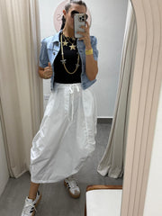 WHITE CARGO SKIRT