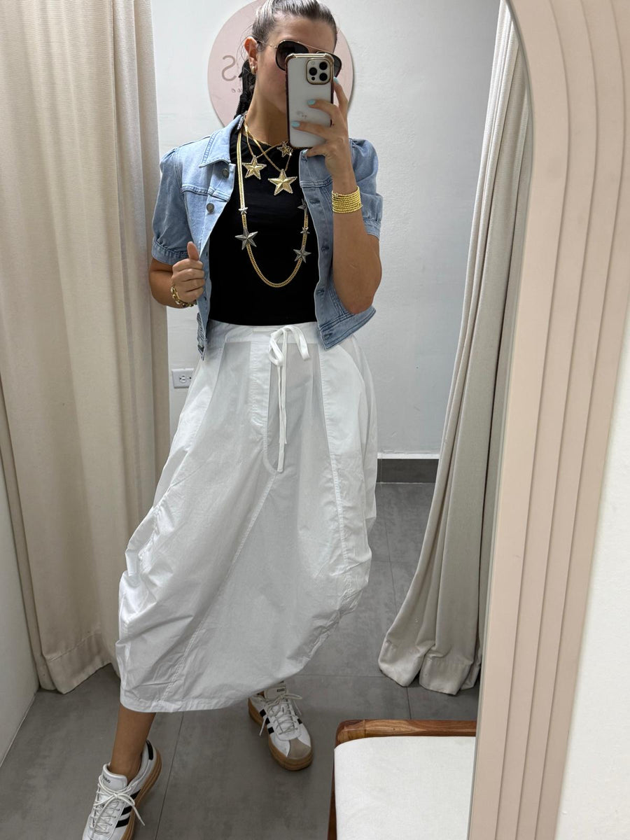 WHITE CARGO SKIRT