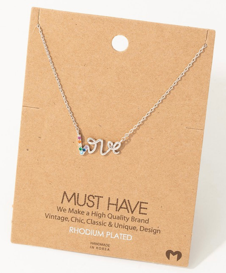 SILVER "LOVE" CHARM NECKLACE