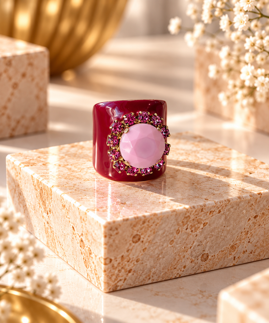 JACCI RING IN ENAMEL BERRY BLUSH