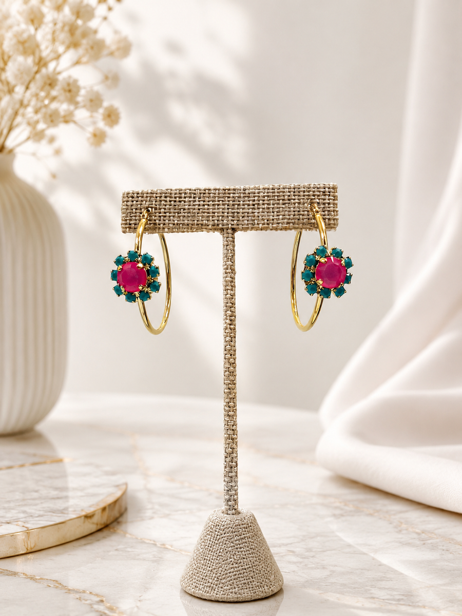 MINI BIANCA HOOPS IN ULTRA FUCHSIA WHITE OPAL