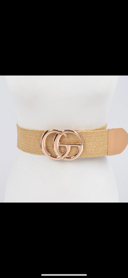 METAL BUCKLE STRAW BELT