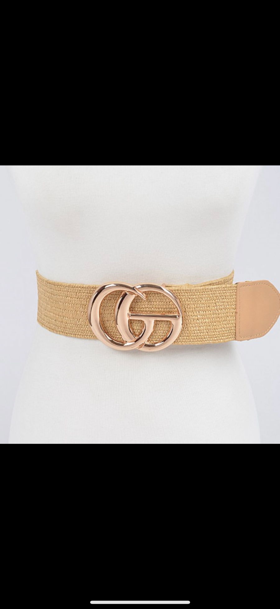 METAL BUCKLE STRAW BELT