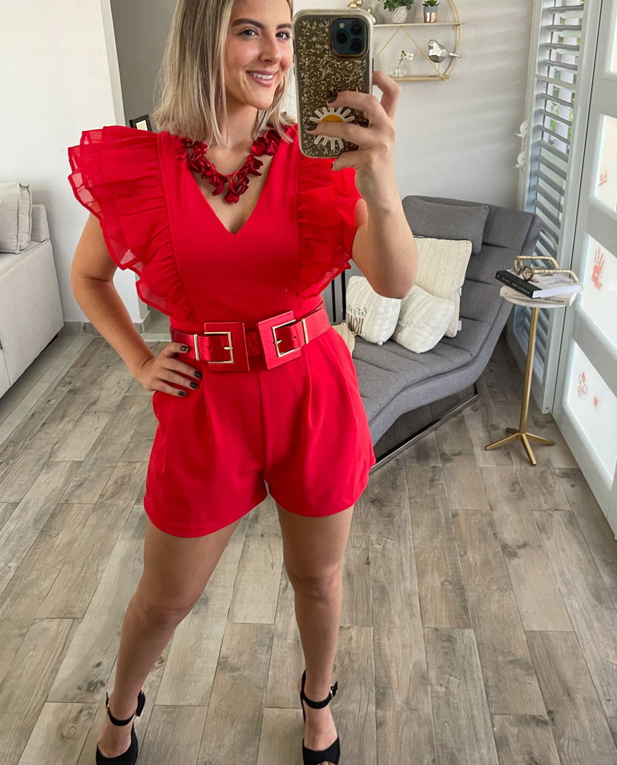 RED RUFFLE ROMPER