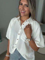 IVORY 3/4 SLEEVES BLOUSE