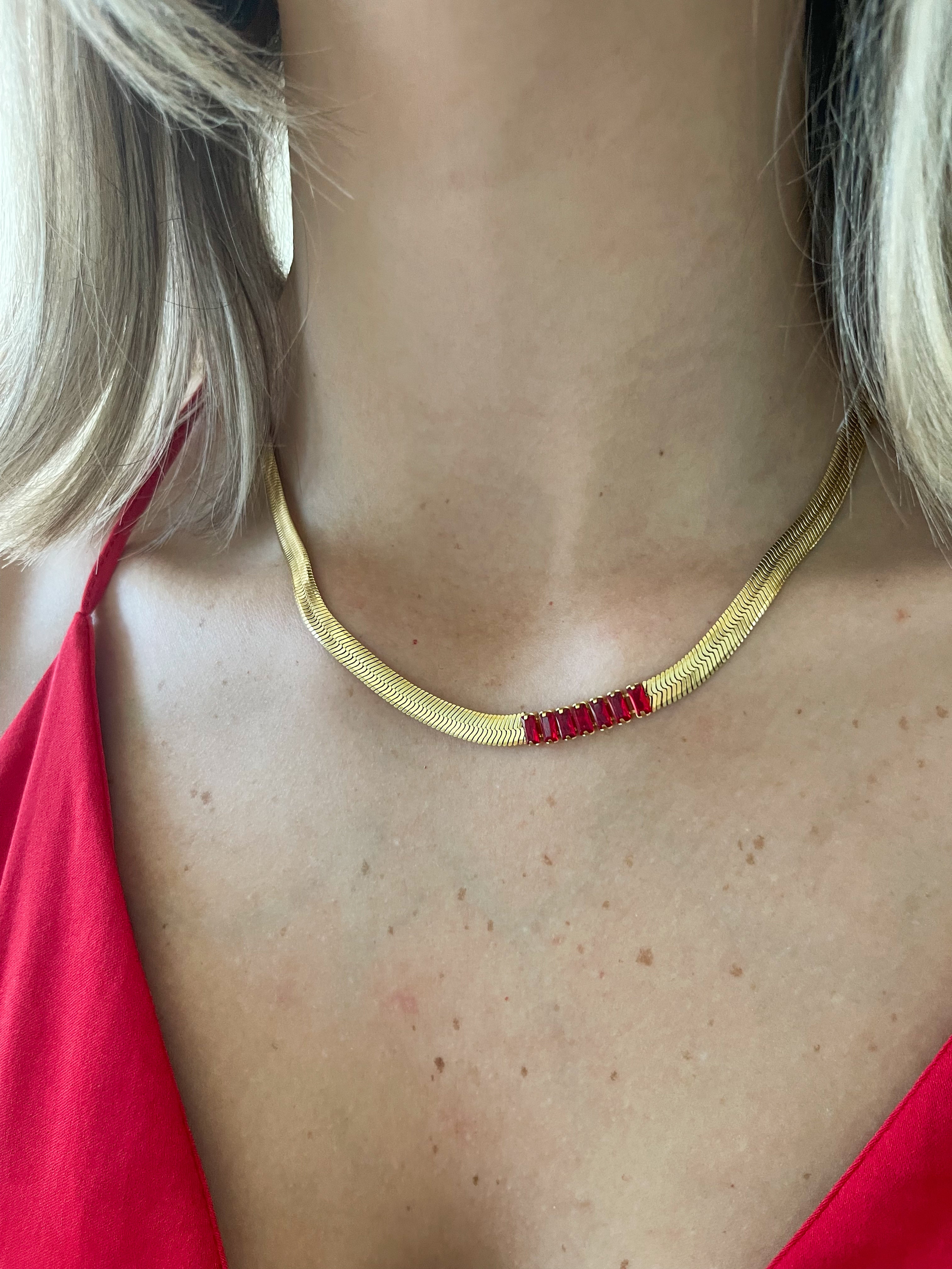 RED SNAKE CHAIN NECKLACE