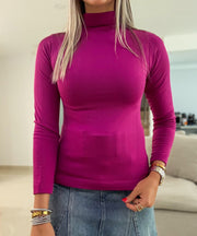 FLEECE LONG SLEEVE MOCK NECK BASIC TOPS
