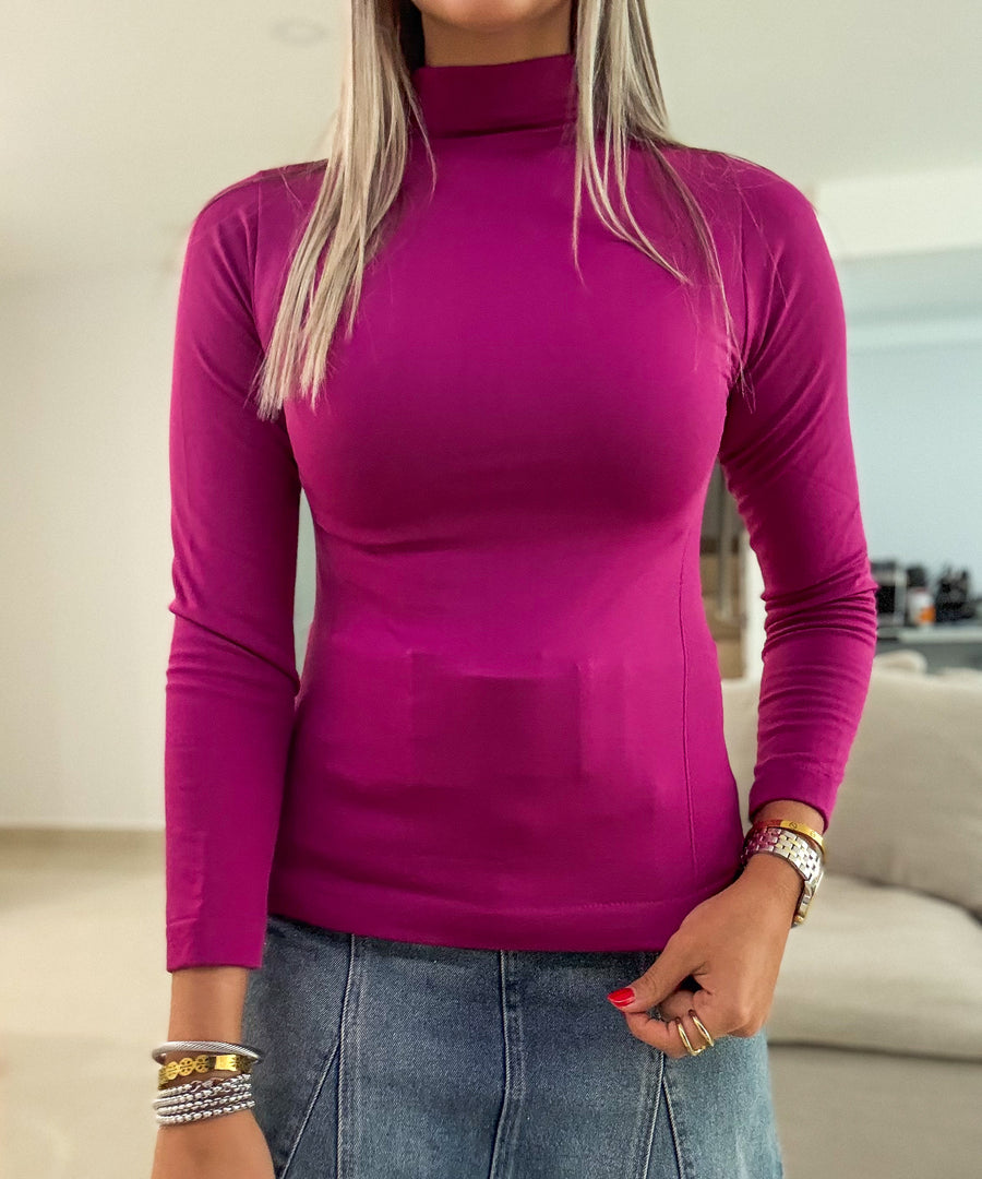 FLEECE LONG SLEEVE MOCK NECK BASIC TOPS