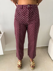 BURGUNDY POLKA DOT JEANS