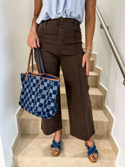 BROWN DENIM STRETCHY PANTS