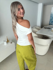 WHITE ONE SHOULDER TOP