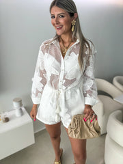 WHITE FLOWER DETAILED ROMPER