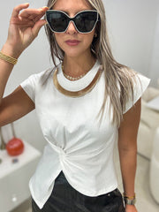 WHITE GOLD ACCENT DETAILED TSHIRT