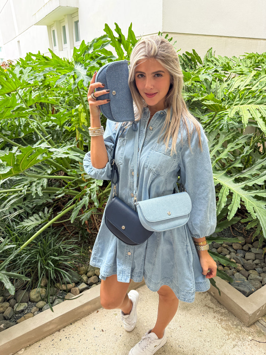 OVERSIZED LONG SLEEVE DENIM SHORT DRESS