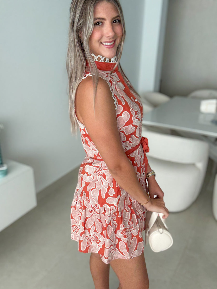 PUMPKIN EMBROIDED ELEGANT DRESS
