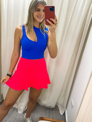 BLUE RIBBED DOUBLE TANK BASIC CROP TOP