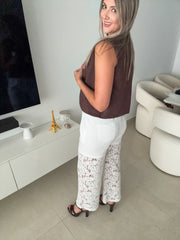 WHITE LACE PANTS