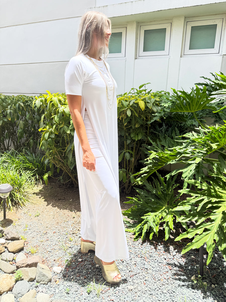 PIA WHITE SHORT SLEEVES TOP & PANT SET