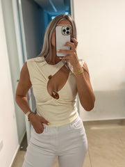 CREAM CUTOUT FRONT TOP