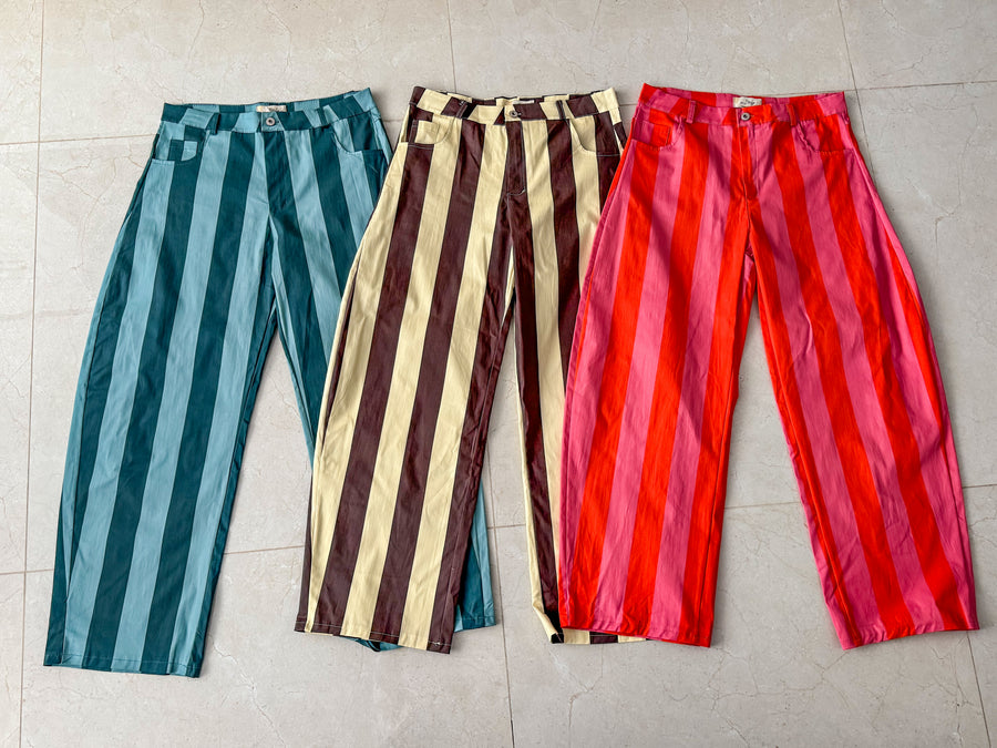 STRIPED BARREL PANTS