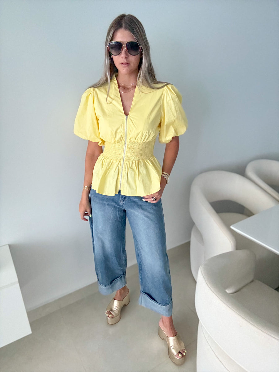 YELLOW ZIPPER BLOUSE