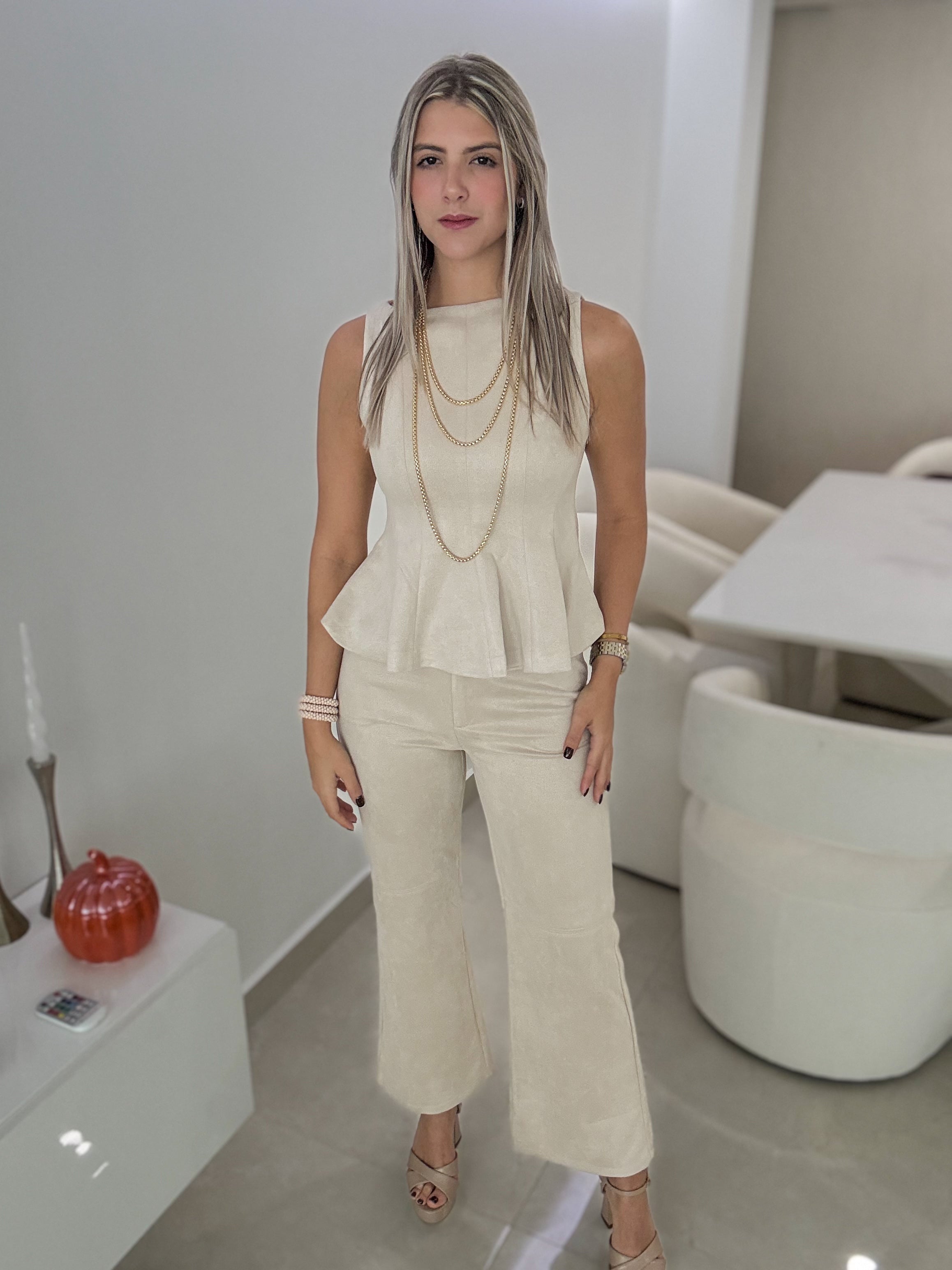 CREAM SUEDE PANTS