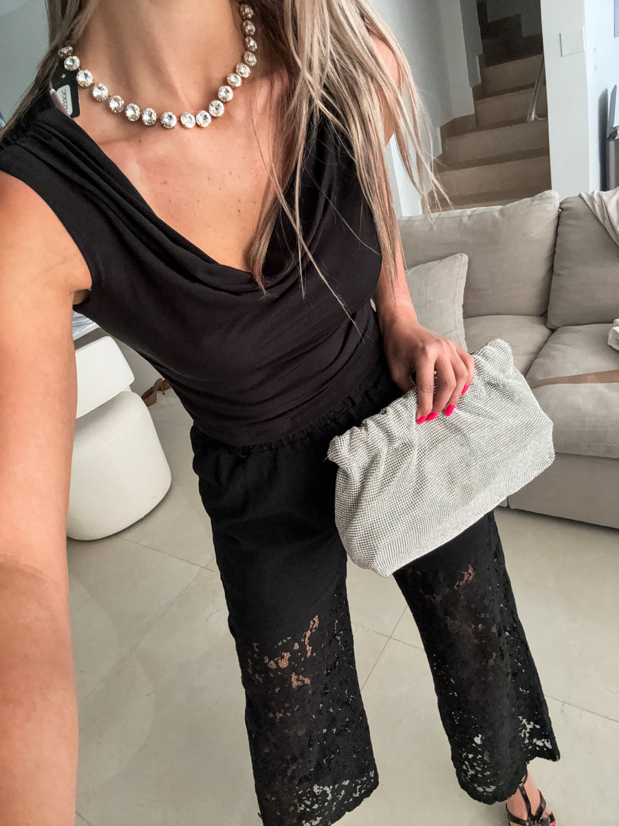 BLACK LACE PANTS